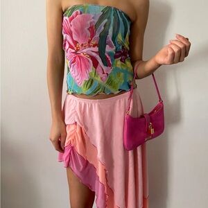 “Island Girl” Hibiscus floral mesh bandeau top Odysseus and Penelope Sold Out